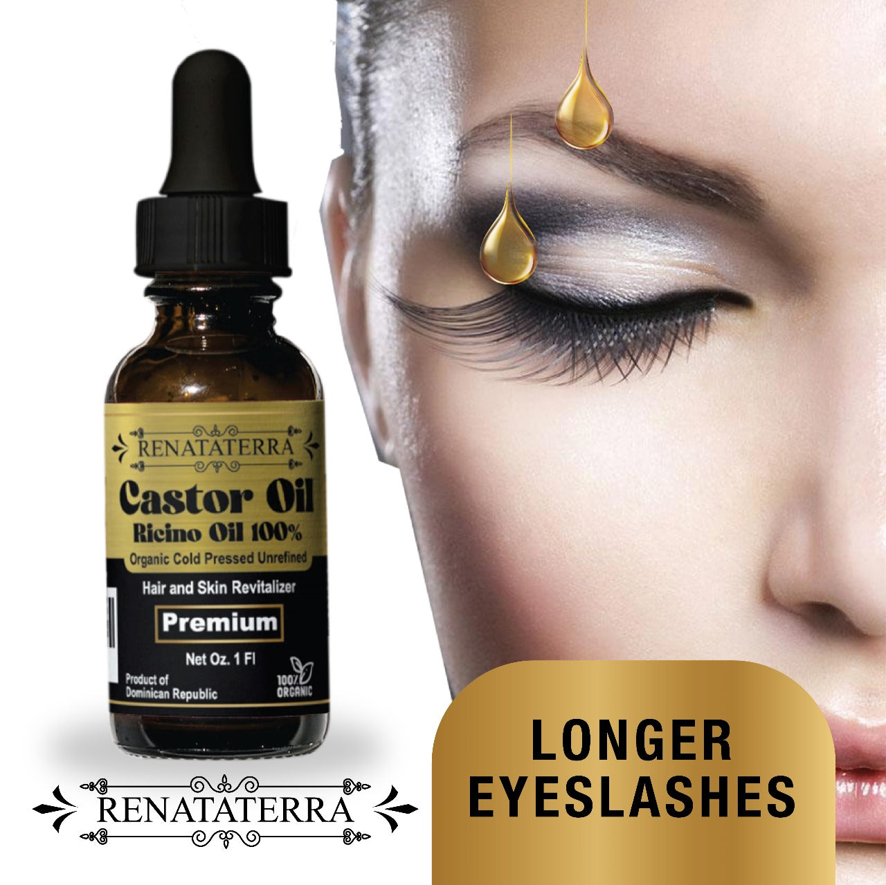 Renataterra Aceite de Ricino 1 oz - Nutrición y Fortalecimiento Natural para Piel y Cabello